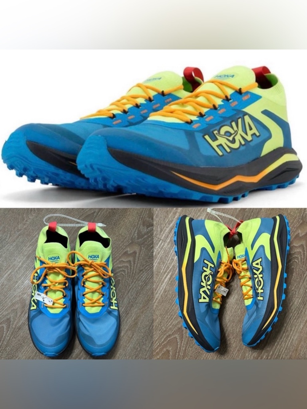HOKA one one men's zinal 2 trail running shoes in diva blue lettuce Size 10.5